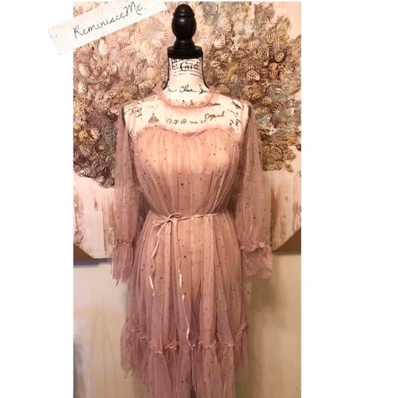 👗HP🎉Fairy sequin pink dress womens sparkle duo style mesh ruffle - Picture 5 of 8